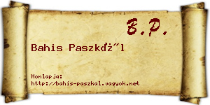 Bahis Paszkál névjegykártya